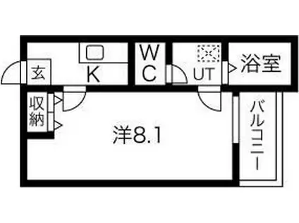 クレフラスト三吉II(1K/2階)の間取り写真