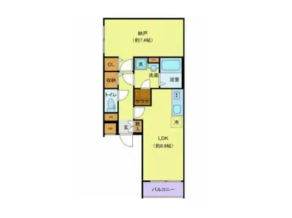 FURVAL八丁堀(1LDK/1階)の間取り写真