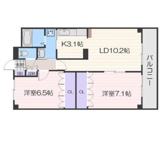 サウス23(2LDK/1階)の間取り写真
