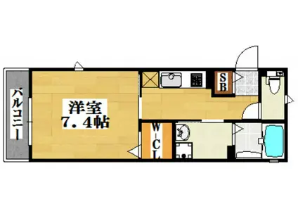 オクサリーダ美野島(1K/2階)の間取り写真