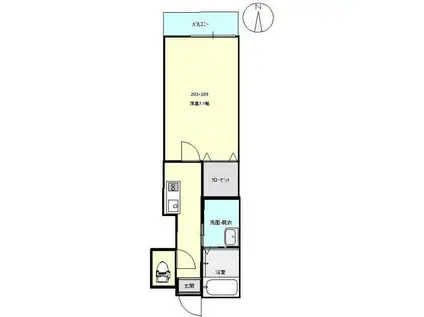 グレースコートかしわ台(1K/2階)の間取り写真