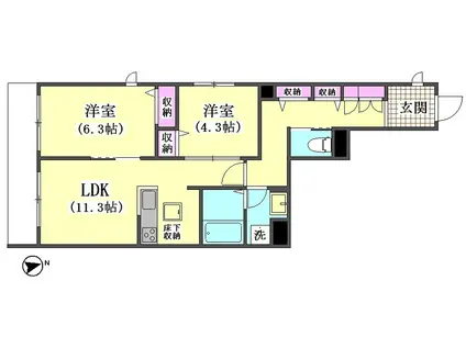 エクラージュ タケウチ(2LDK/1階)の間取り写真