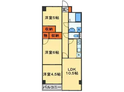 シンフォライズ船橋(3LDK/2階)の間取り写真