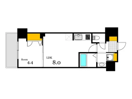 S-RESIDENCE鶴見町ALTANO(1LDK/2階)の間取り写真