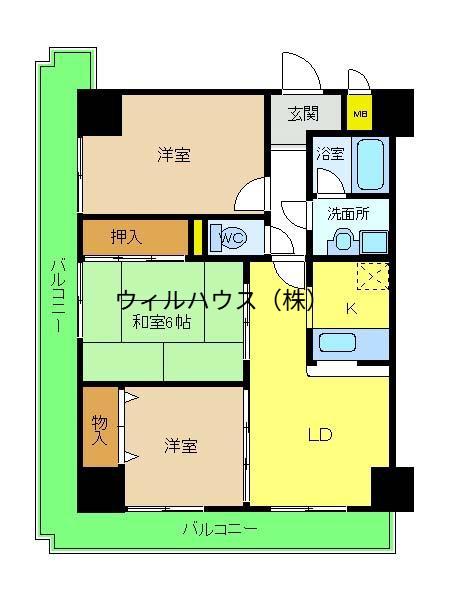 マノワールコトン(3LDK/2階)の間取り写真