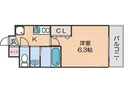 ラグゼ住吉公園(1K/5階)の間取り写真