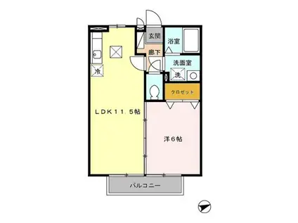 サニーコート杉本C(1LDK/1階)の間取り写真