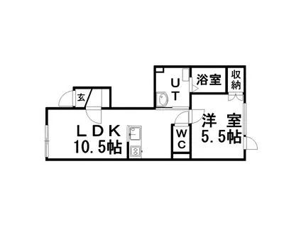 アウル駒場(1LDK/1階)の間取り写真