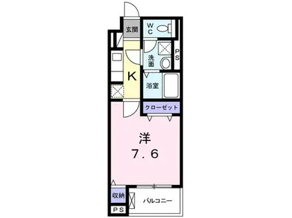 グランソレイユ(1K/1階)の間取り写真