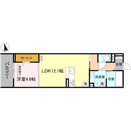 FIELD COURT(1LDK/2階)の間取り写真