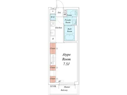 リブリ・ELPIS MORI(1K/3階)の間取り写真