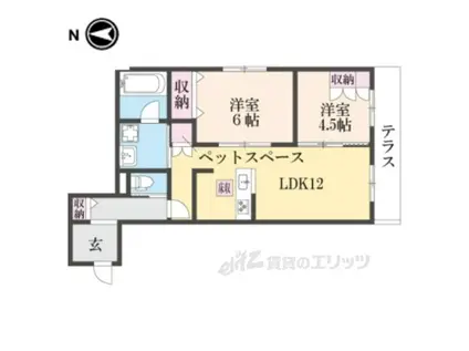 グランエスト2(2LDK/1階)の間取り写真