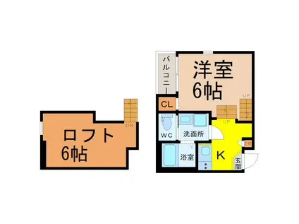 アイランドヴィラ下飯田(1SK/2階)の間取り写真