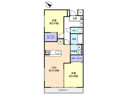 イデア緑が丘A棟(2LDK/1階)の間取り写真