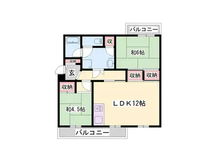 大久保東第一 10号棟(2LDK/4階)の間取り写真