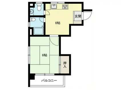 竹山ビル(1DK/3階)の間取り写真