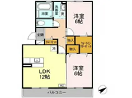 プロムナード三宅(2LDK/2階)の間取り写真