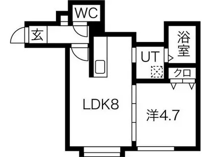 モンテN26(1LDK/2階)の間取り写真