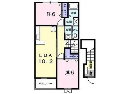 ビューレインボーIII(2LDK/2階)の間取り写真