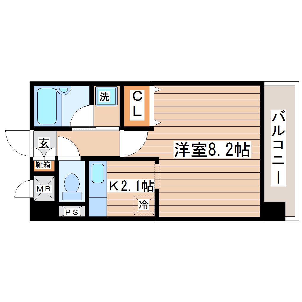 HERS銀杏町(1K/1階)の間取り写真