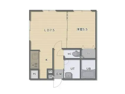 SORAライブマーケット月寒(1LDK/1階)の間取り写真