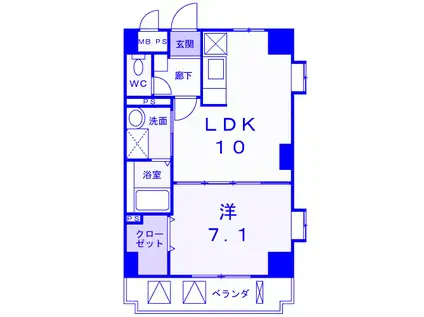 カーサ ヴェンティ(1LDK/3階)の間取り写真