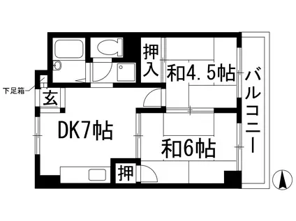 高木マンション(2DK/5階)の間取り写真