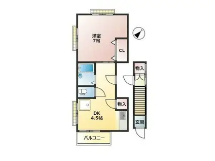 エポックタナカ(1DK/2階)の間取り写真