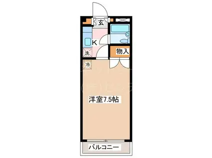 ハイツうつくし(ワンルーム/2階)の間取り写真