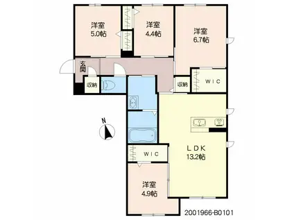 MAST東櫛原 B棟(2LDK/1階)の間取り写真