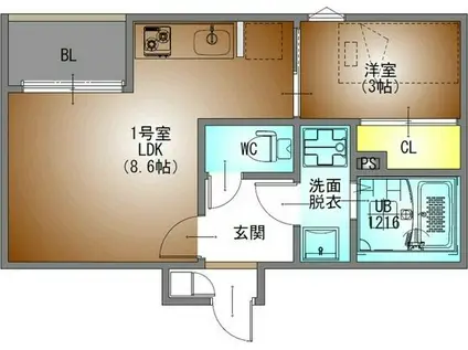 REGALEST草薙(1LDK/3階)の間取り写真