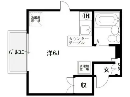 コーポK(ワンルーム/2階)の間取り写真
