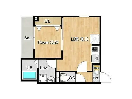 ジーメゾン平塚幸町(1LDK/1階)の間取り写真