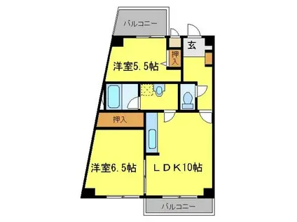 シンフォニーハイツ(2LDK/3階)の間取り写真