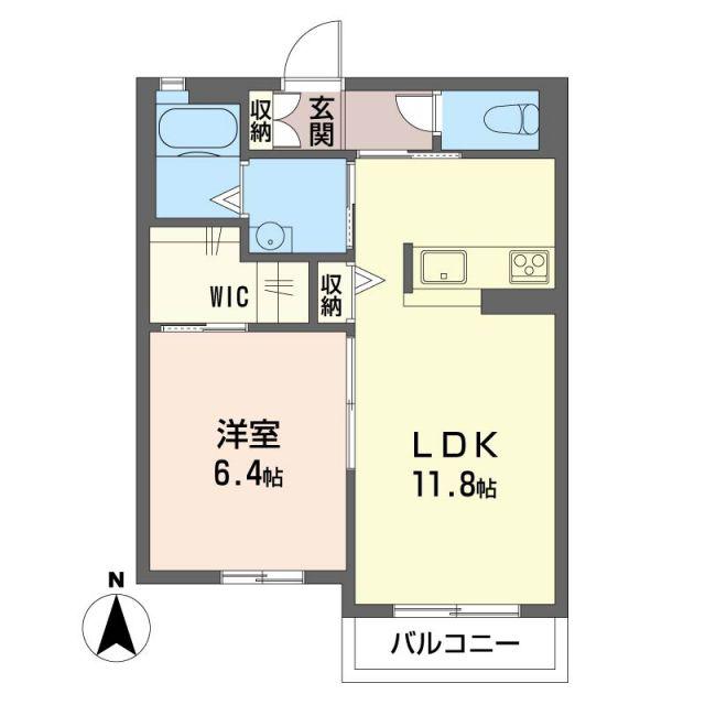 レフィナード(1LDK/2階)の間取り写真