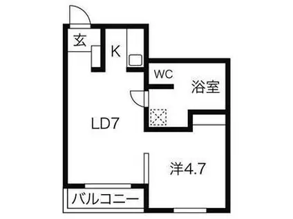 フレンズ本通南(1LDK/2階)の間取り写真