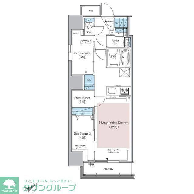 アーバネックス浅草橋フロント(2SLDK/9階)の間取り写真