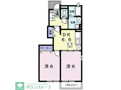 六軒・ヒルズ(2DK/1階)の間取り写真