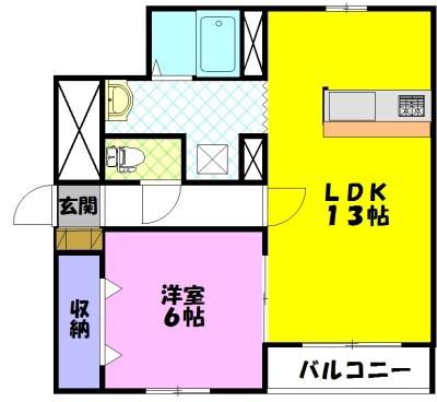 ヴィラコウヨウ B棟(1LDK/3階)の間取り写真