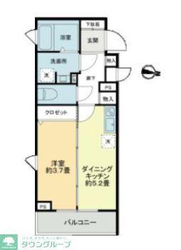 クラリティア池上(1DK/5階)の間取り写真