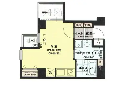 グランシャス浅草橋ルリオン(ワンルーム/5階)の間取り写真