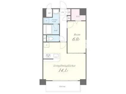 ウェルスコート錦糸町(1LDK/7階)の間取り写真