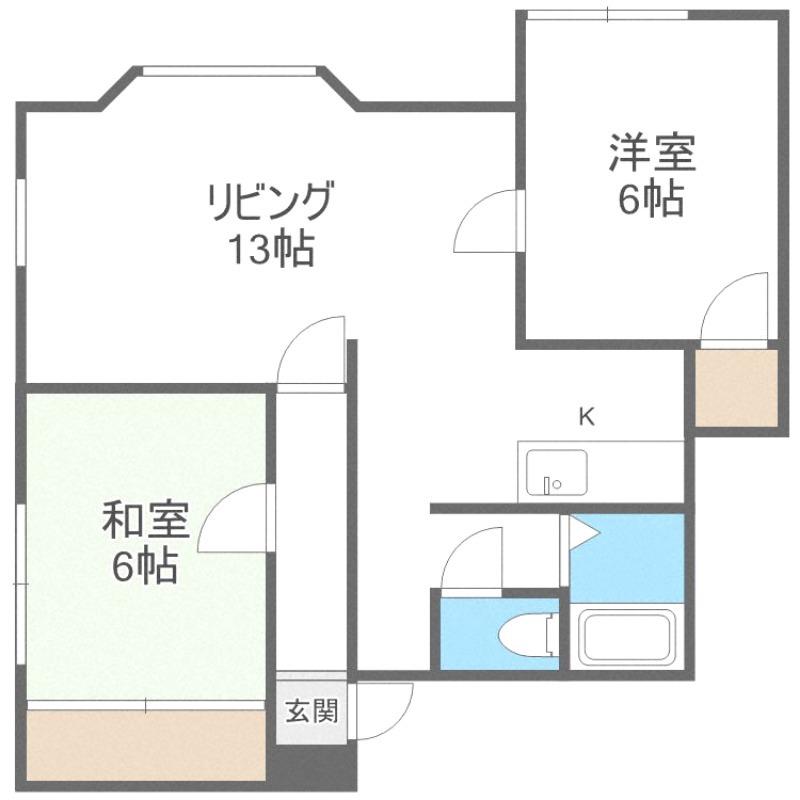 マクセル66/100(2LDK/3階)の間取り写真
