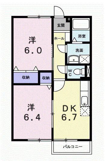 ドミールハイツ V(2DK/1階)の間取り写真