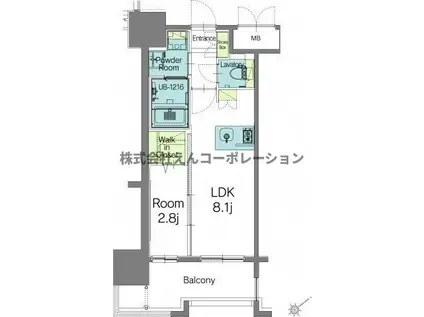 エンクレスト天神TERRACE(1LDK/5階)の間取り写真