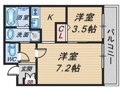 クレールメゾン向丘(2K/2階)の間取り写真