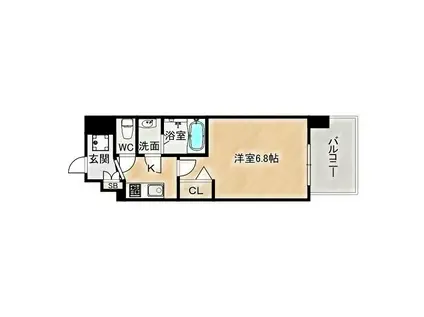 フォーリアライズ城東ネオス(1K/2階)の間取り写真