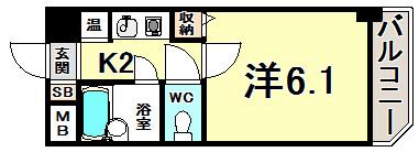 パルメーラ山手(1K/4階)の間取り写真