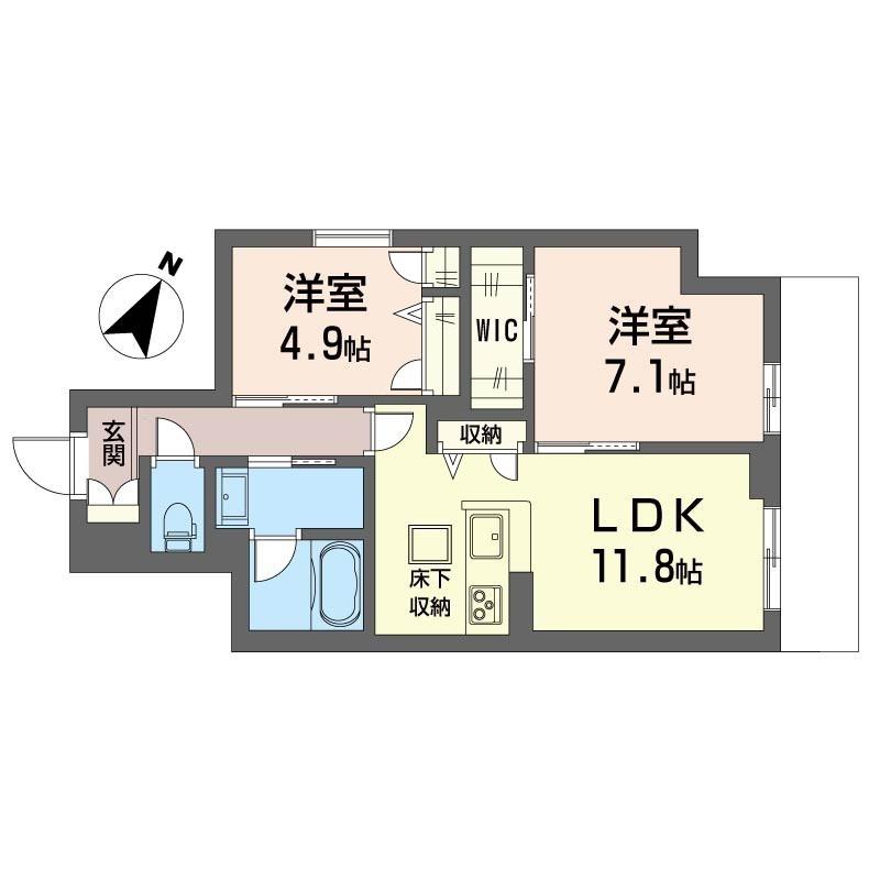 サンロード辻堂東海岸(2LDK/1階)の間取り写真