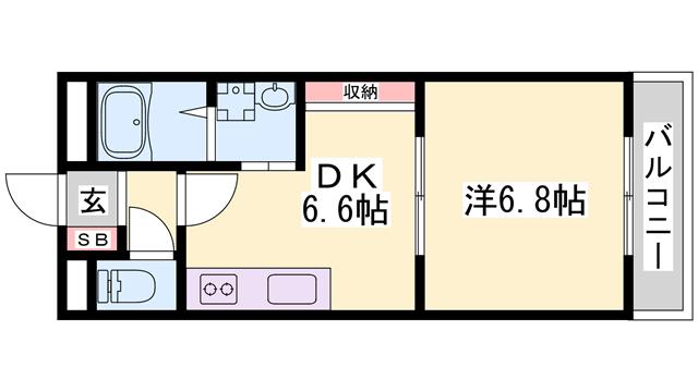 リヴィエール(1DK/2階)の間取り写真